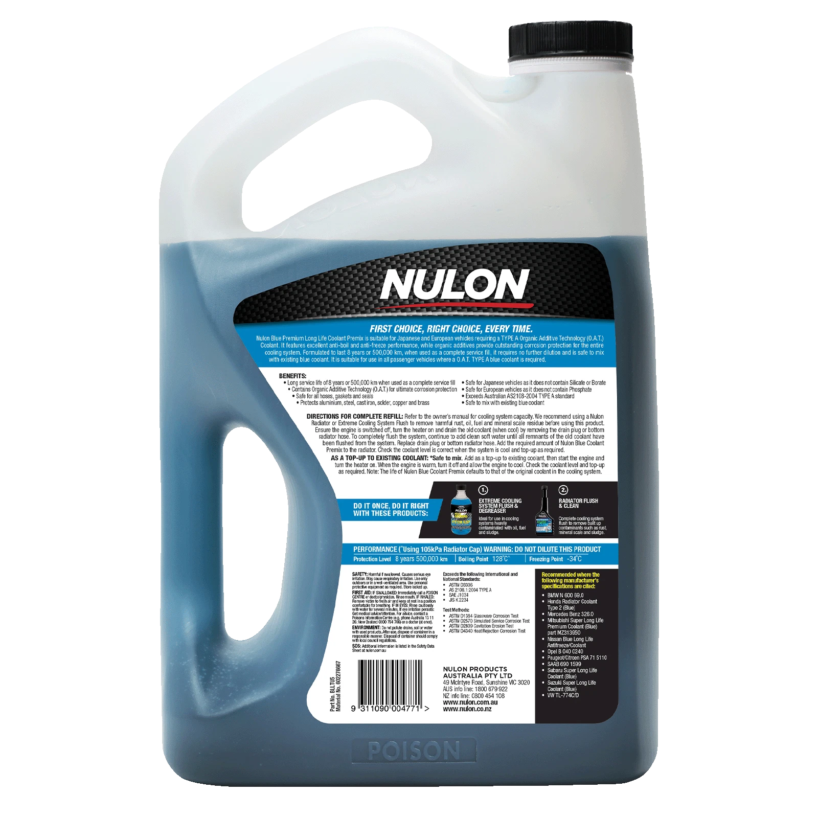 Nulon 5L Blue Long Life Coolant Premix