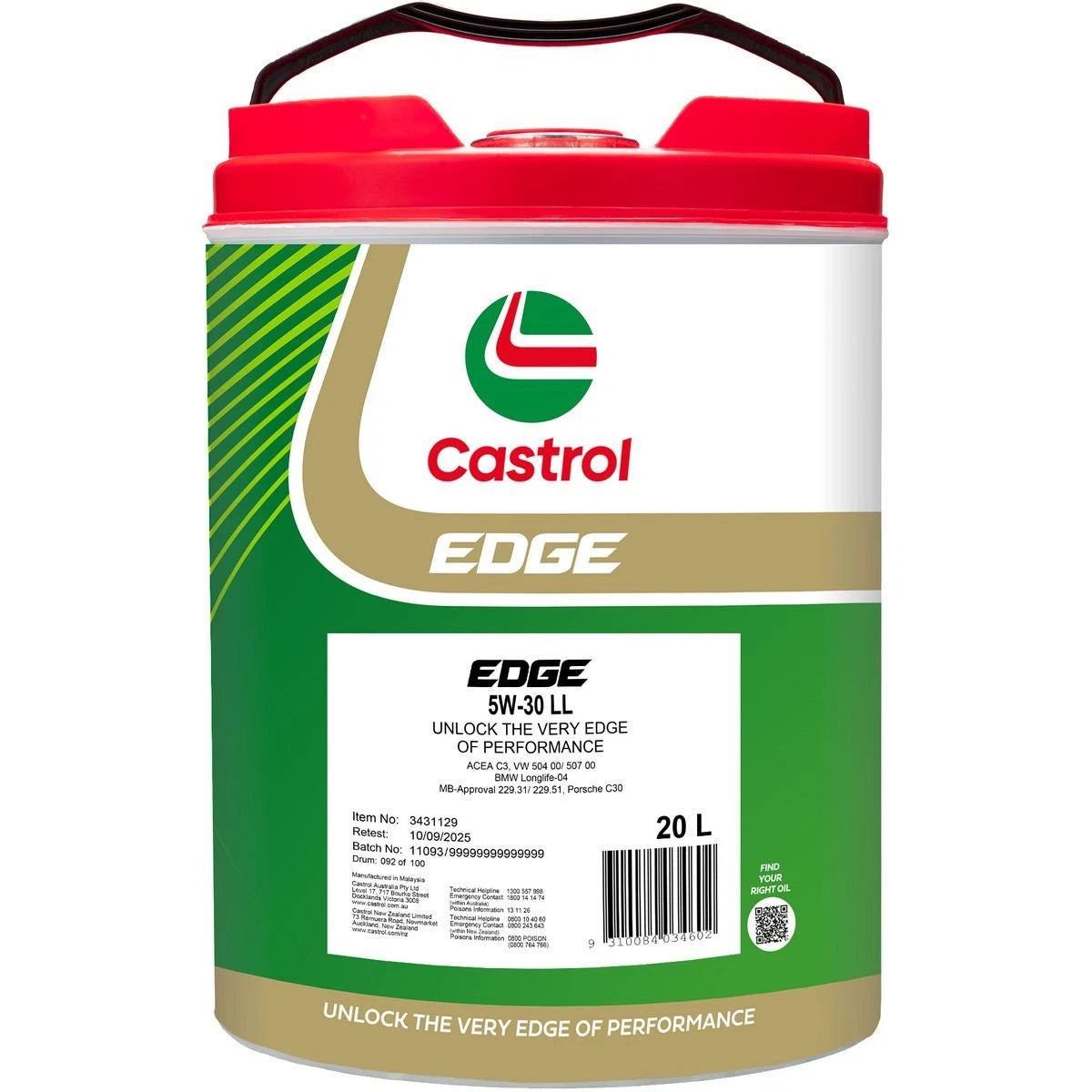 Castrol EDGE 5W-30 LL Engine Oil 20L