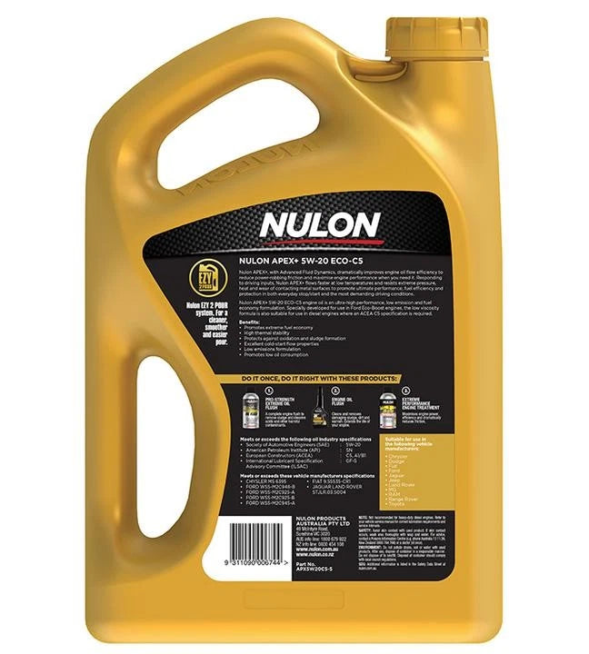Nulon APEX+ 5W-20 ECO C5 Engine Oil 5L Full Synthetic APX5W20C5-5