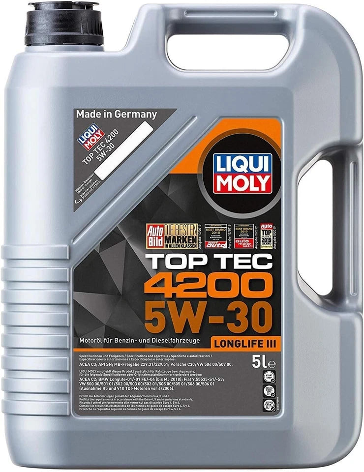 Liqui Moly Top Tec 5L 4200 5W30 Engine Oil ACEA C3 VW 504 507 - Part 8973