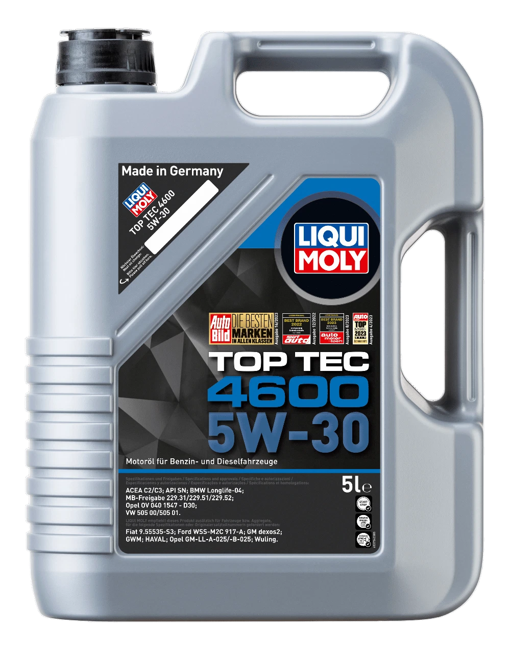 5W-30 engine oil Liqui Moly 3756 Top Tec 4600 Dexos2 smooth running engine oil 5L 5W30