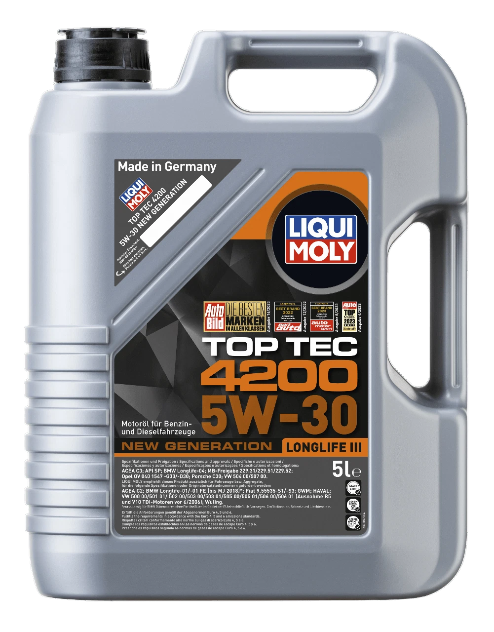 5W-30 Liqui Moly 3707 Top Tec 4200 New Generation Longlife III 5 Litre Engine Oil