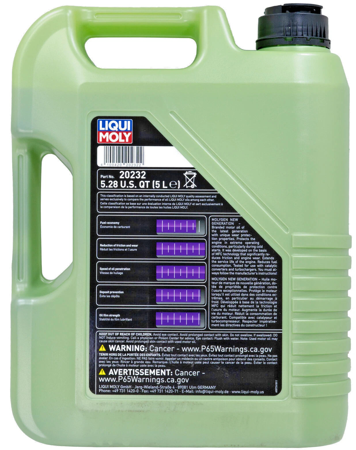 5L Liqui Moly 5W-40 Molygen New Generation MFC Synthetic Engine Oil LM20232