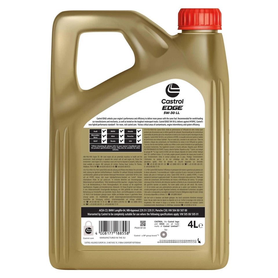 Castrol EDGE Titanium 5W-30 5W30 LL Fully Synthetic Engine Oil - 4 Litre 4L