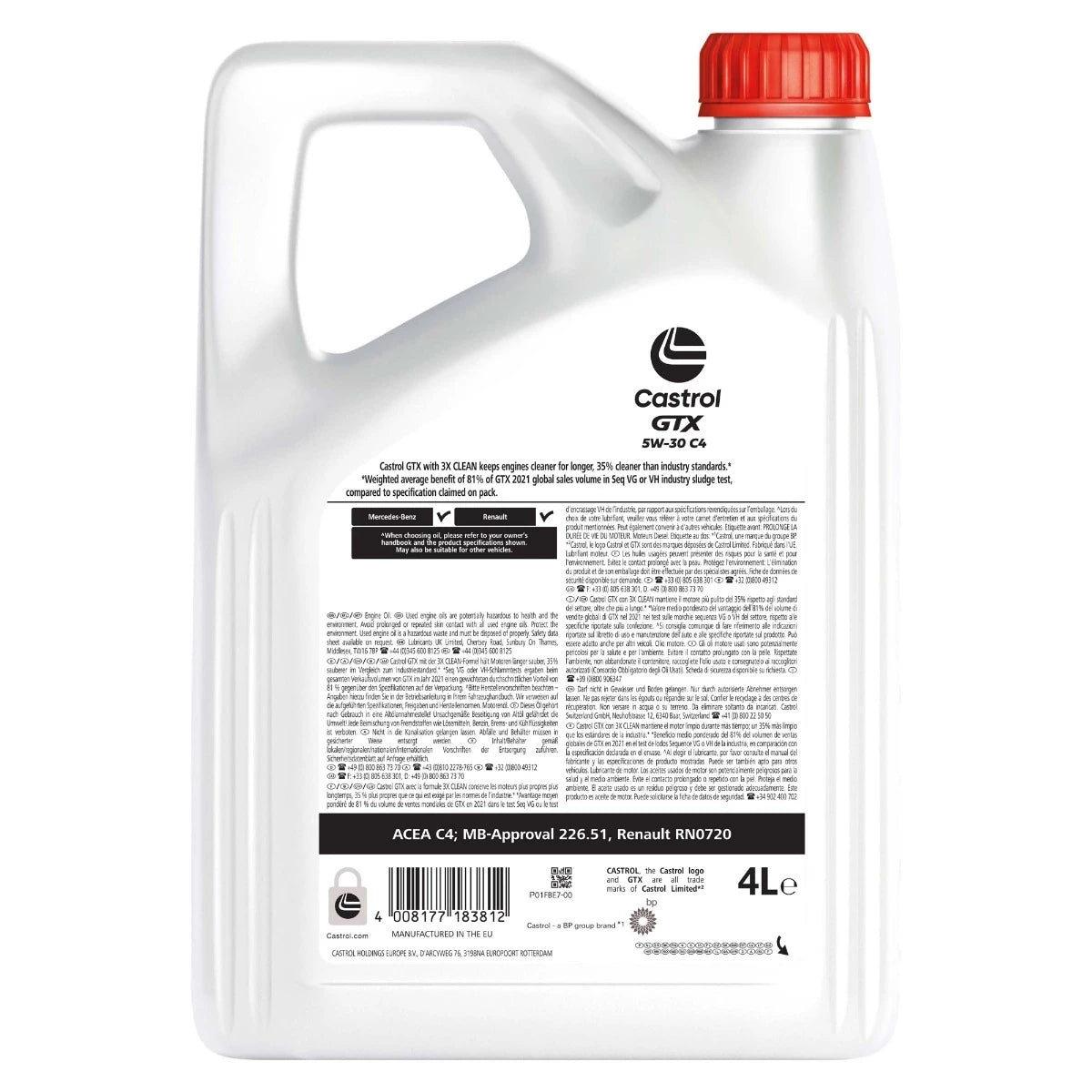 Castrol GTX 5W-30 C4 Fully Synthetic Engine Oil – 4L