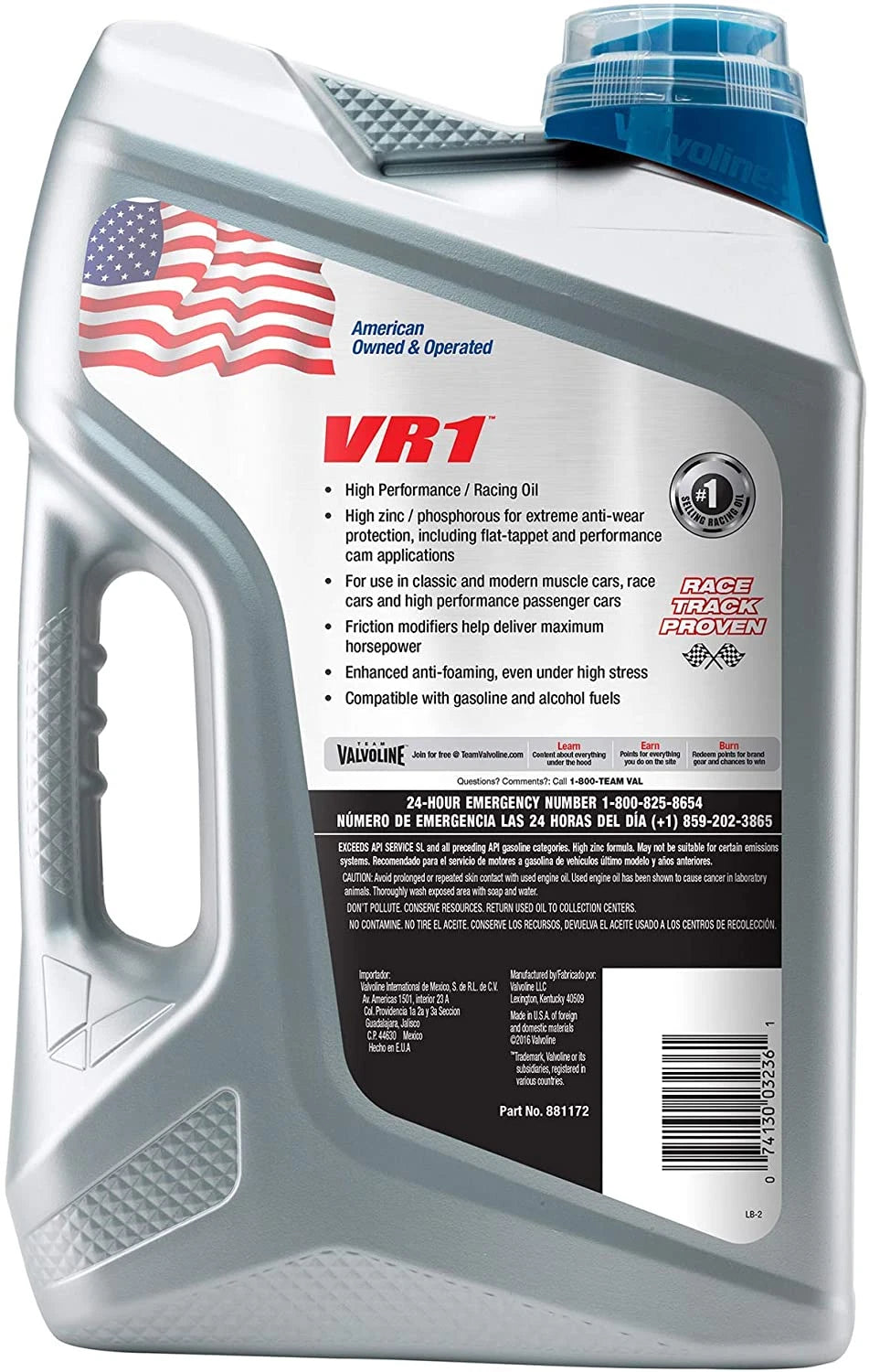 Valvoline VR1 Racing SAE 20W-50 High Performance High Zinc Motor Oil 5 QT